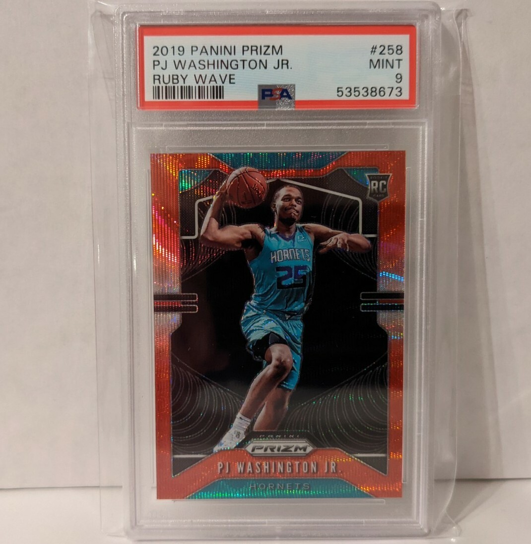 PJ Washington 2019-20 Panini Prizm Ruby Wave Prizm 258 RC Rookie PSA 9 Mint