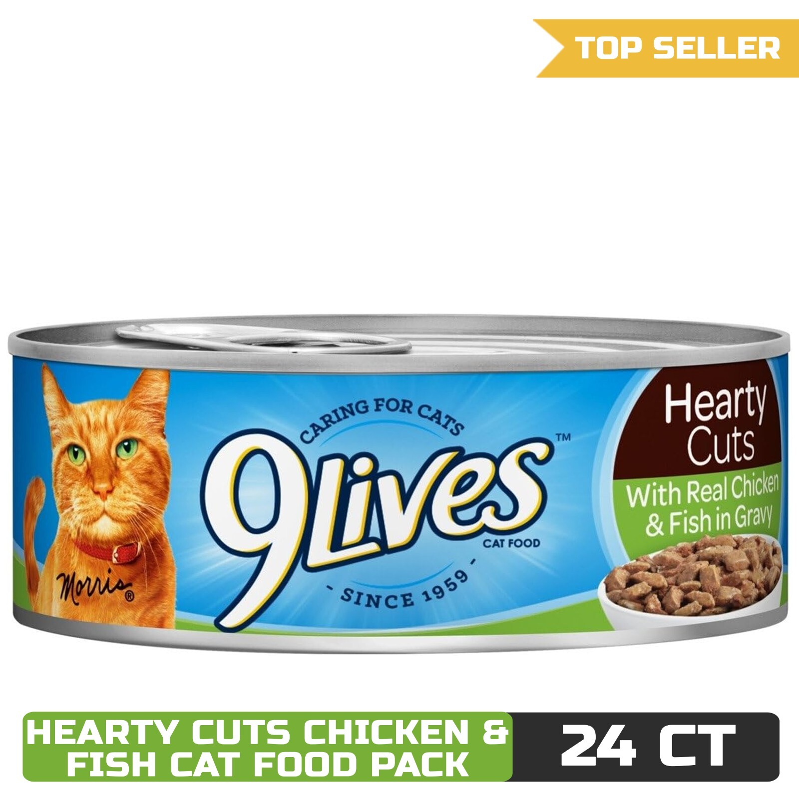 9Lives Hearty Cuts With Real Chicken & Fish Wet Cat Food, 5.5 Ounce Can 24 count