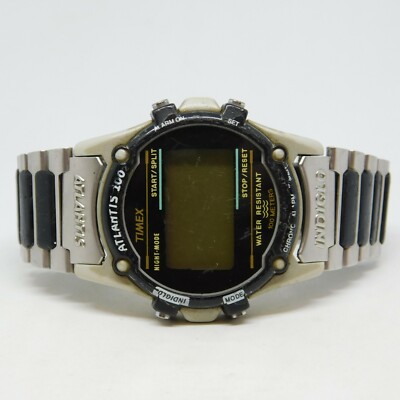 Timex Atlantis 100 Indiglo WR 100M Quartz Digital Men's Watch Sz