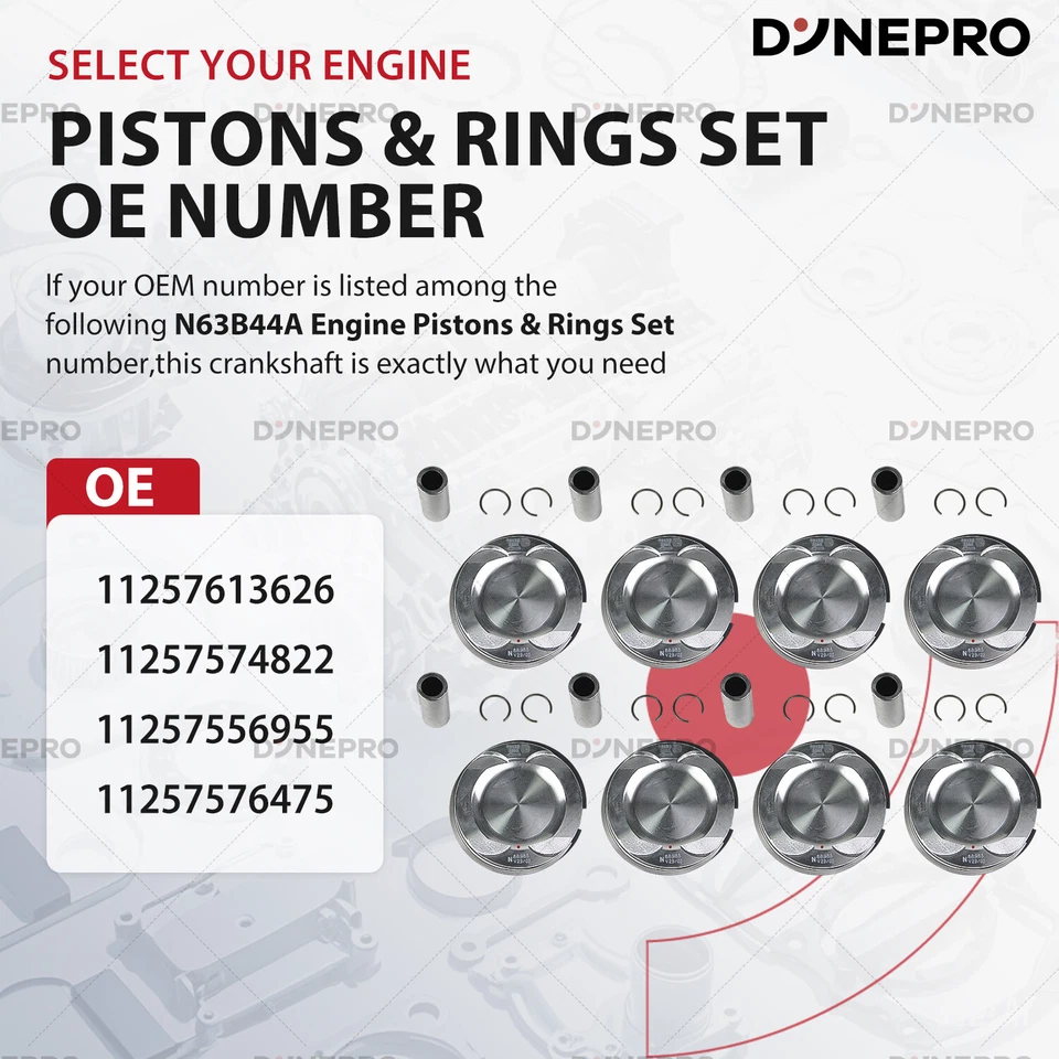 Kit de pistón y anillos de motor N63 4,4 L 11257613626 para BMW 550i 750i E70 V8 Φ89/22 mm Foto 3 de 4