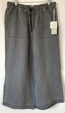 NWT JOIE HIGH RISE ELASTIC WAIST WIDE LEG LINEN/ LYOCELL PANTS GRAY SIZE XL