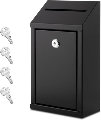 Metal Donation Box with Lock, Wall Mounted, Suggestion Box