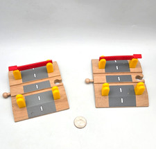 Wooden Railway Train Track Road Crossing Lot x2 works w Thomas Friends, BRIO
