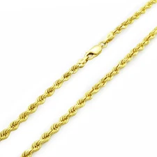 10k Yellow Gold Solid 3mm Diamond Cut Rope Chain Necklace Mens Womens 20"
