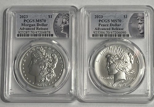 2023 Morgan & Peace Silver Dollar $1 PCGS MS70 Advanced Release *AR* Ships Free*
