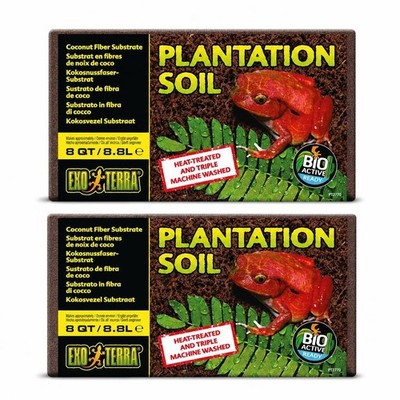 2-Pack Exo Terra Plantation Soil-8 Qt Coconut Fiber Substrate Reptiles/Creatures