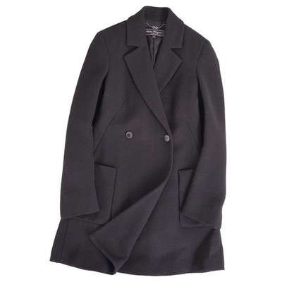 Salvatore Ferragamo Coat Long Wool Outerwear Womens 40 Black Used MOLO-0