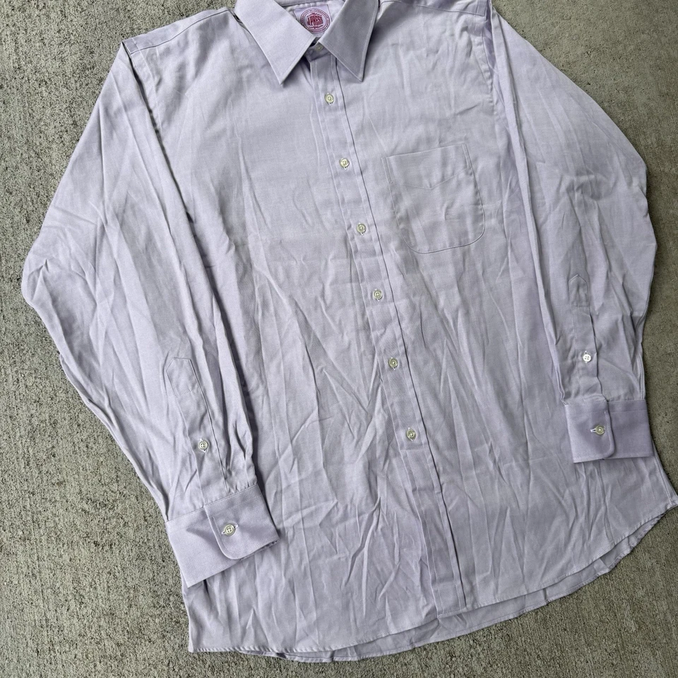 J Press Button Up Dress Shirt Made in USA Purple Pocket Cotton Size 16 34 - Image 4 of 4