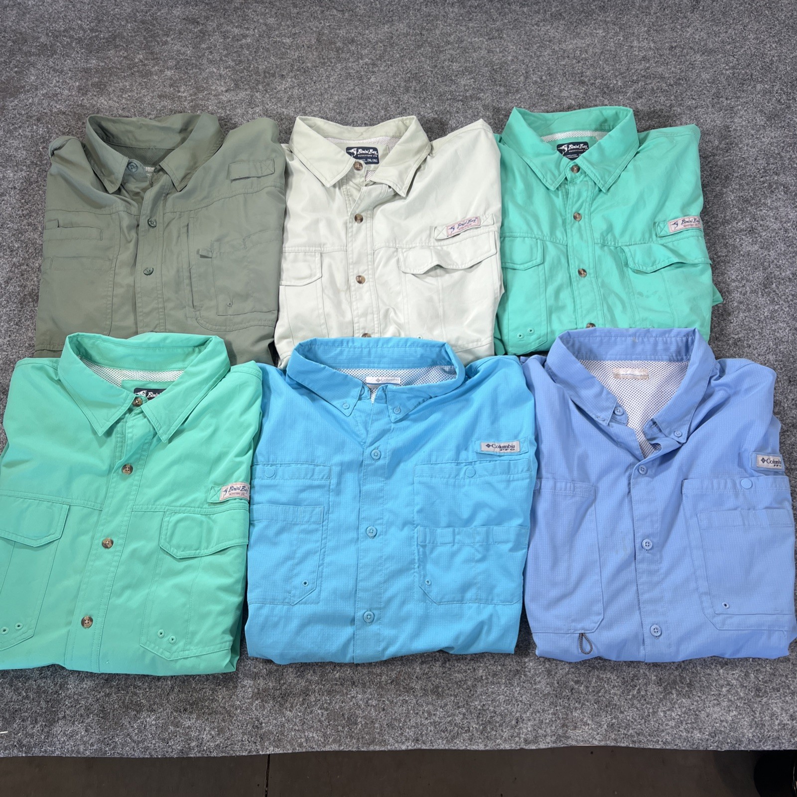 Columbia PFG Bimini Bay Reel Legend Fishing Lot Of 6 Cent Lightweight Pockets