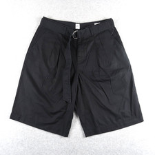 NWT Gap Womens Sz 14 Belted Cotton Twill Shorts Pleat Front Black