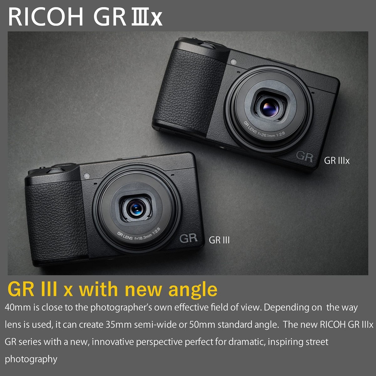 Ricoh GR IIIx Compact Digital Camera - Black (26.1mm f/2.8 GR Lens
