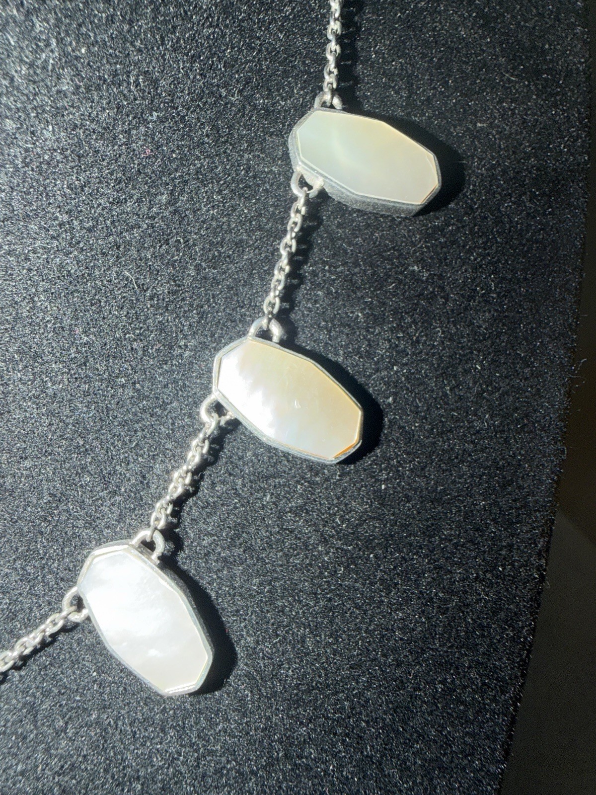White Shell Necklace W/ Pull Extender. Silver Mad… - image 7