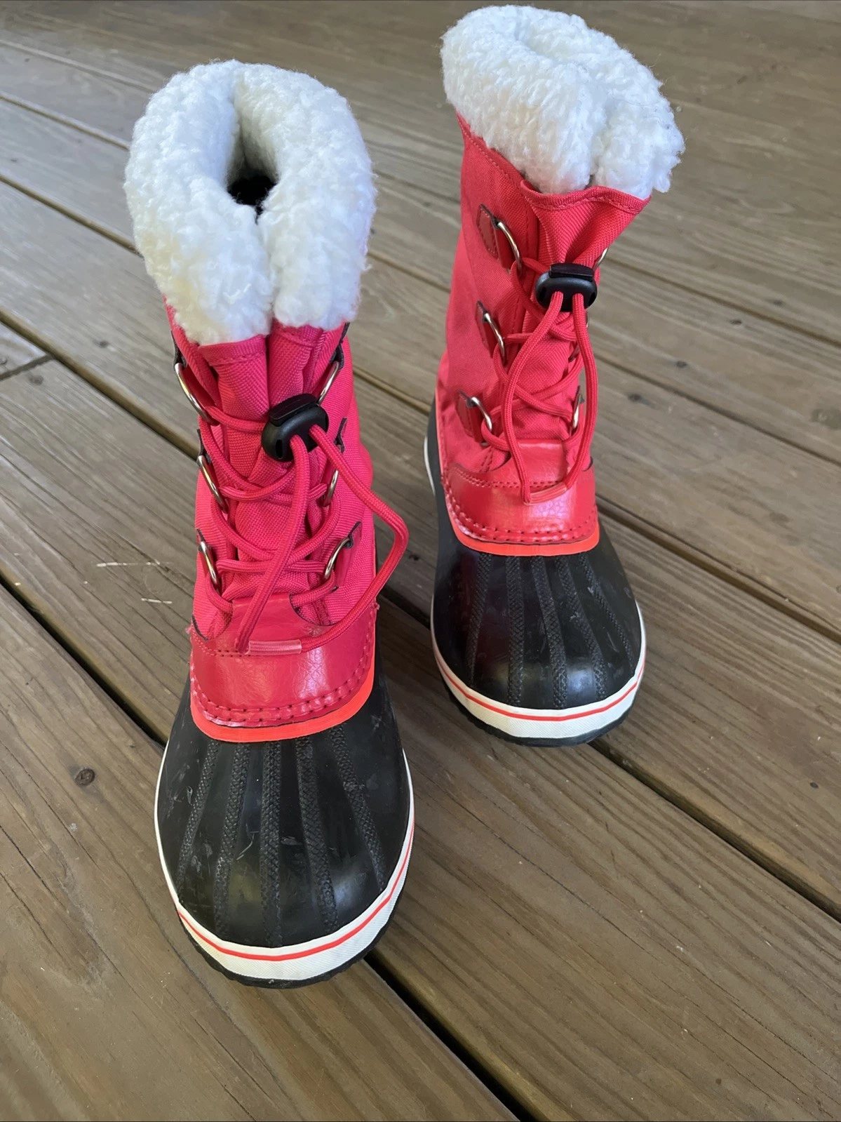 SOREL Waterproof Snow Boot Sz US 5, UK 4, EUR 37 Fuscia/Orange/B&W. EUC.