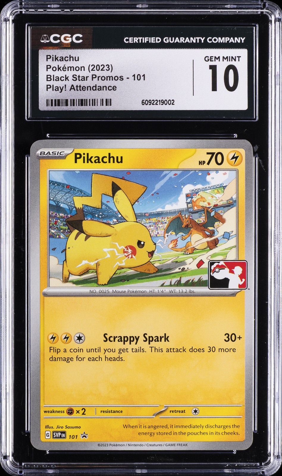 2023 BLACK STAR PROMOS PLAY! ATTENDANCE #101 PIKACHU CGC 10 GEM MINT