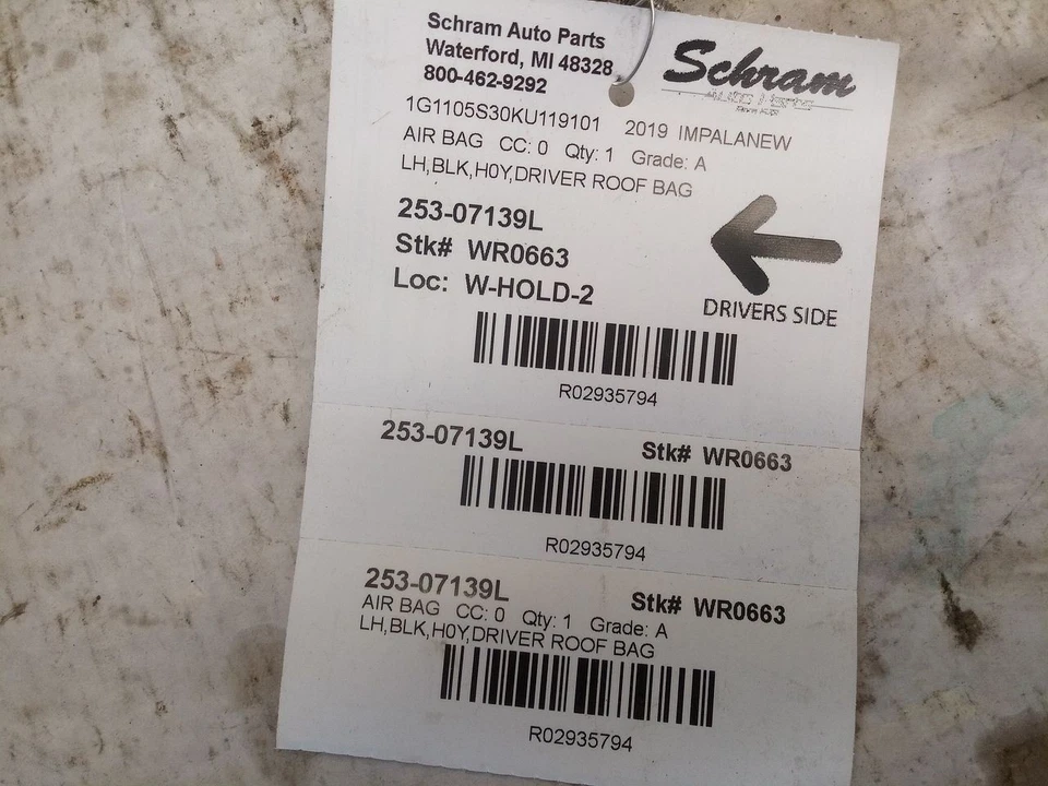 Bolsa de aire para techo delantero izquierdo conductor 84097037 compatible con 14-20 Impala 2935794 Foto 2 de 4