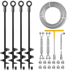 4 Pack 30" Heavy Duty Ground Anchors Shed Anchors Kit with 3/16" Galvanized Cabl