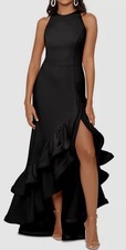 Betsy  Adam Women's Black Ruffle High-Low Dress Petite Size 6P