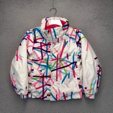 Spyder Jacket Girls Youth 7 White Colorful Geometric Ski Snowboard Outdoor