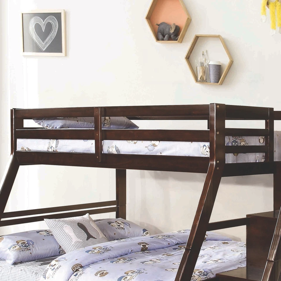 美国家具 Dannick 木质双床全储物双层床深胡桃木 — 第 4/4 张图片
