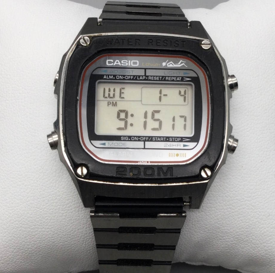 Casio DW-1000 Digital Watch 80s Vintage Stainless Steel Alarm for
