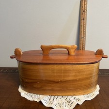 Vintage Handcrafted Norwegian Bentwood Tine Sewing Box