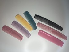 Lot of 7 Vintage Unbreakable Hair Combs Plastic Styling Tools Set Pink Yellow