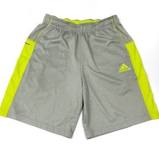 Adidas ClimaCool Shorts Gray Neon Green Boys Medium