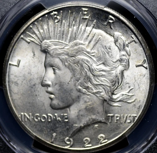1922 S PEACE DOLLAR PCGS MS 63 PUFFY WHITE SILVER SATIN, GOOD STRIKE FOR THIS