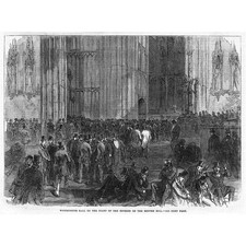 PARLAMENT Westminster Hall Nacht der Division auf Reform Bill - alter Druck 1866