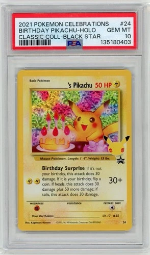 PSA 10 Birthday Pikachu 24/25 Pokemon Celebrations Classic Black Star Promo