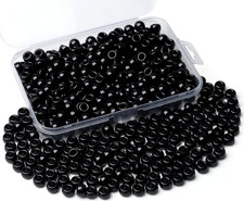 Black Pony Beads Bulk 500 Pcs 9Mm Hair Beads for Braids Making DIY Crafting Frie