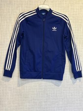 Adidas Originals Superstar Track Jacket Blue 3-Stripes Trefoil Full Zip Youth