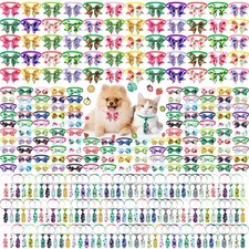 300 PCS Dog Bow Tie Collars Bulk 120 Neck Ties 120 Bowties 60 Bowknots Set
