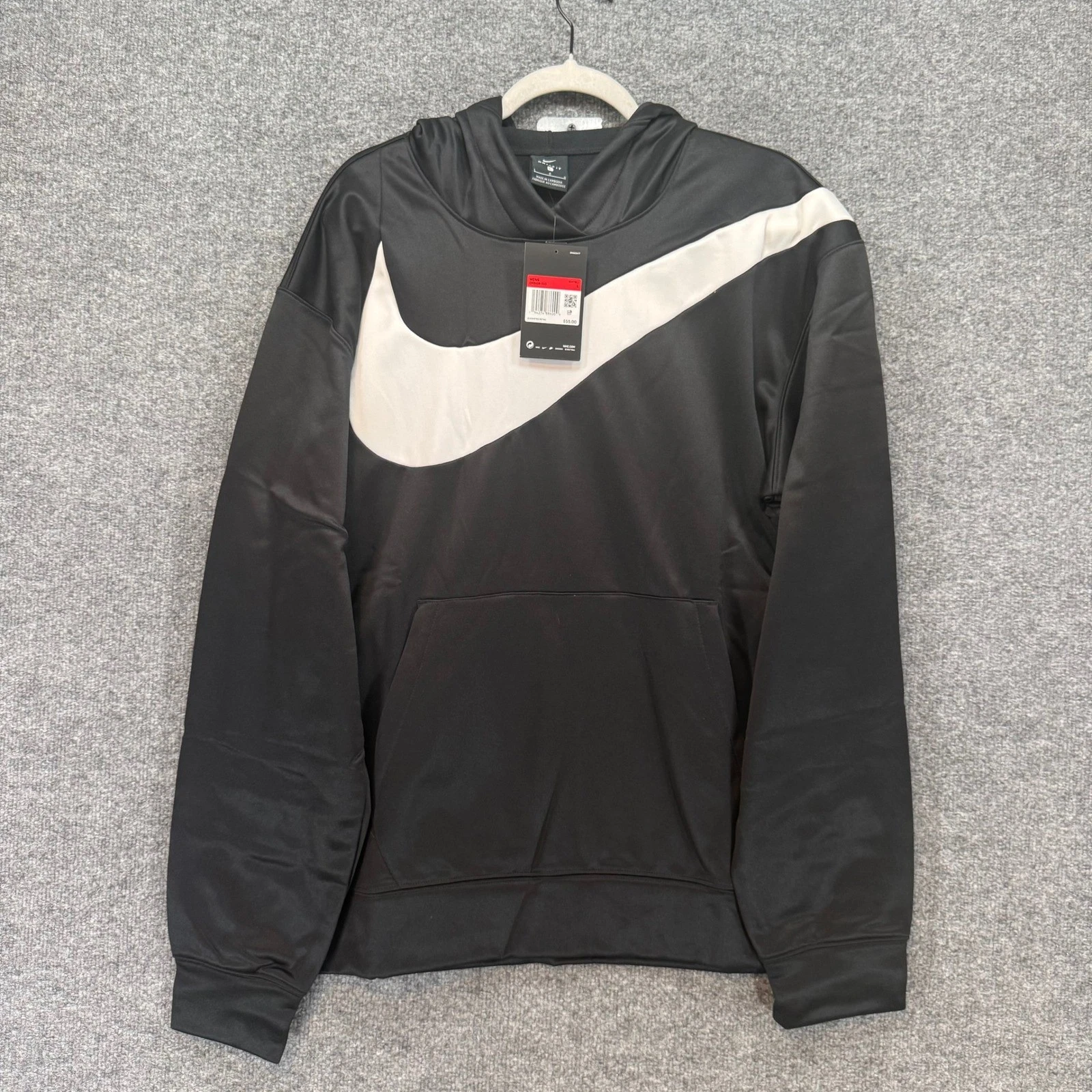 Nike Hoodie Mens Large Black Oversized Swoosh Therma Dri-FIT Basketball NEW