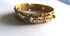 Vintage Oleg Cassini Jade gold tone Asian style bracelet Mid Century