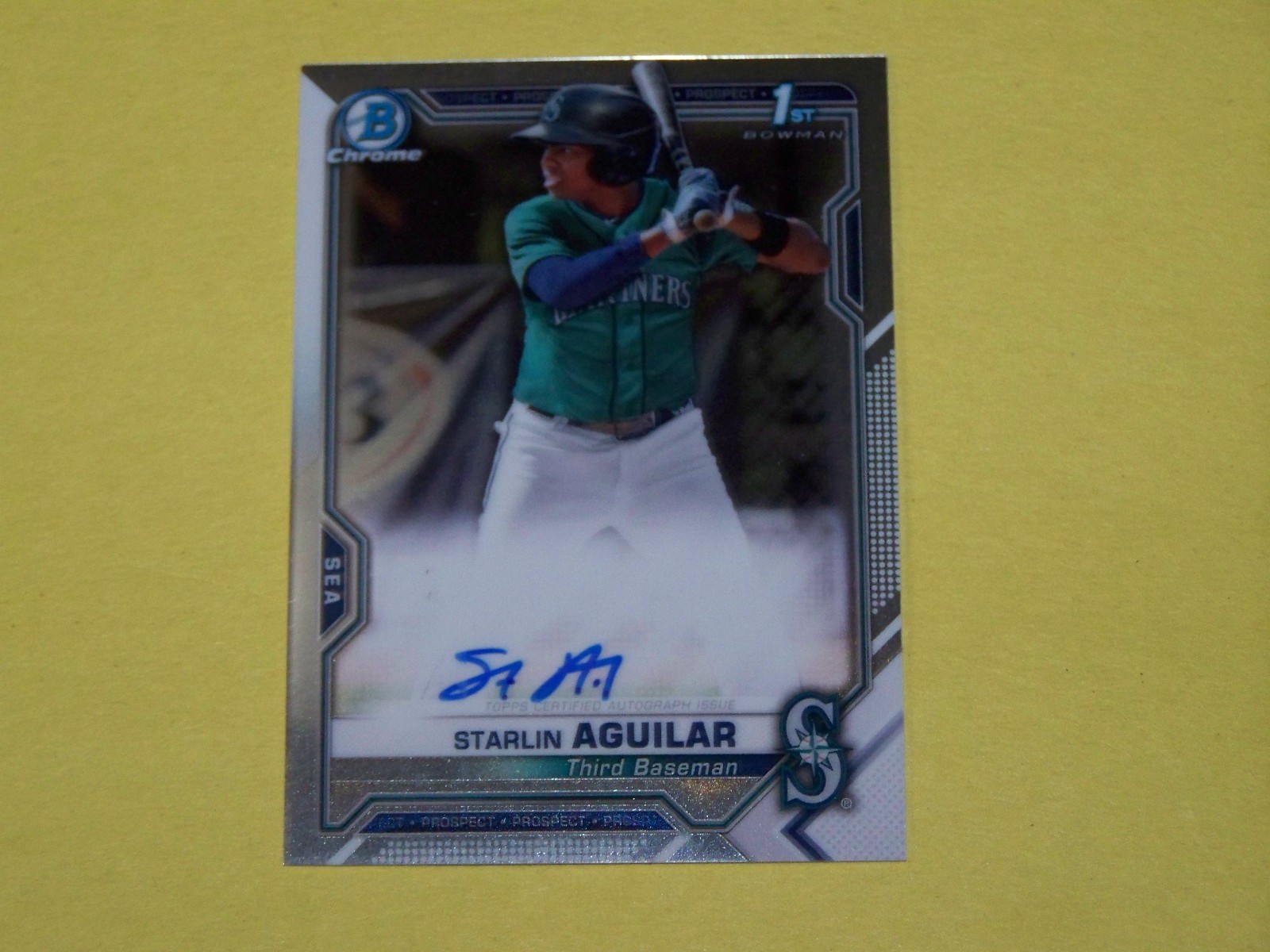 2021 BOWMAN CHROME RC AUTO - STARLIN AGUILAR  #CPA-SA - SEATTLE MARINERS