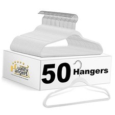 50 Pack Non-Velvet Plastic Hangers for Clothes - Heavy Duty Coat Hanger Set 1