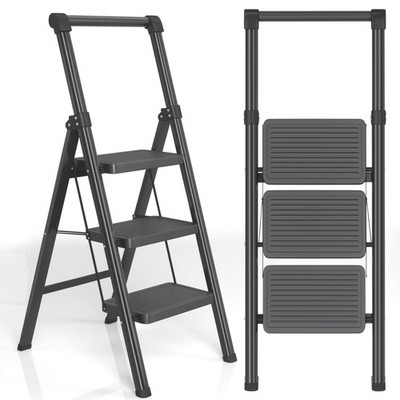 DIAMONDFORGE 3 Step Ladder Handle Foldable Stool Adults
