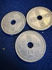 Norway 1 Krone Silver Coins with Hole 1946 1960 1926 Lot of 3