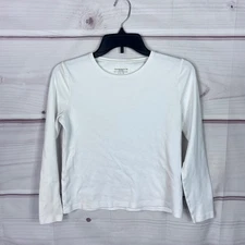 Charter Club Top Womens PP White Long Sleeve T-Shirt Pima Cotton Crew Neck Solid
