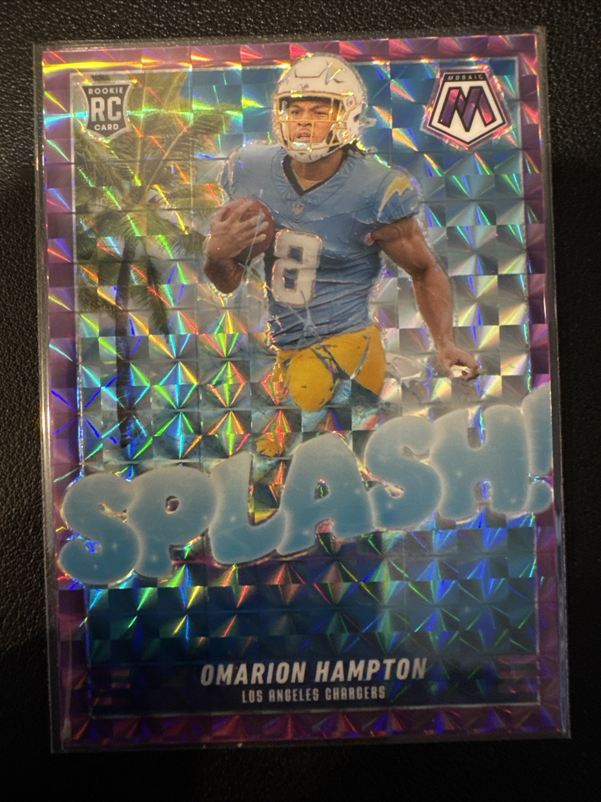2025 Panini Mosaic OMARION HAMPTON RC Splash Purple 49/49  RC LA CHARGERS