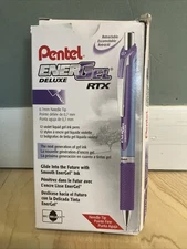 (12 PENS) Pentel Gel Pen, Retractable/Refillable, Metal Tip, 0.7mm, Violet Ink