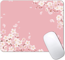 Cute Pink Mouse Pad, Floral Flowers Mouse Pad, Sakura Cherry Blossom Mousepad, J