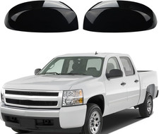 Pair Gloss Black Mirror Caps Cover Compatible with GMC Chevrolet Silverado Sierr