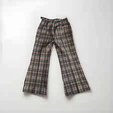 VTG Funky Disco Brown Geometric Wide Leg 70s Polyester Pants Women Sz 16 cosplay