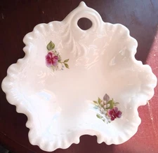 Vintage Ruffled Edge Trinket / Jewelry Dish W/ Floral Design & Hole For Hanging!