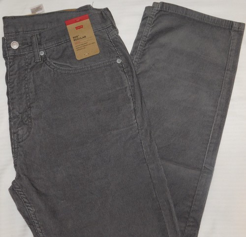 LEVIS 505 Regular Fit Jeans Stretch Straight Men's Smoked Pearl 14w Cords Grey