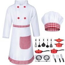 Kids Chef Costume for Boys Girls Kitchen Cooking Party Cosplay 3-12 Years 3-4T