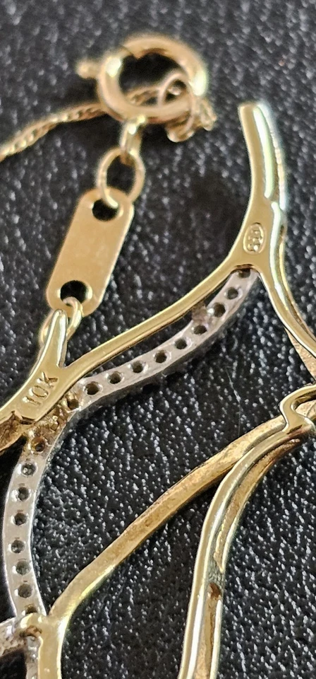 Collar Colgante Ángel de la Guarda Diamante Oro 10K Cadena 20" .20ctw Heng Ngai Regalo Foto 3 de 4