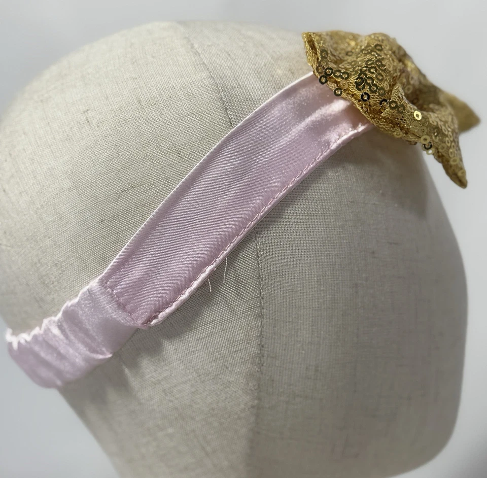 Juego de 2 diademas con moño dorado rosa para bebé niñas Foto 4 de 4
